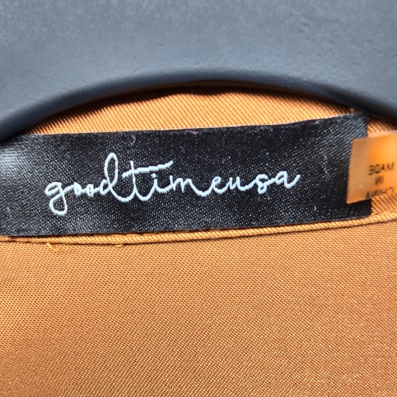 Goodtimeusa Women's 2-Piece Set XL Mustard Brown Pleated Pants Tie Blouse - Picture 5 of 16